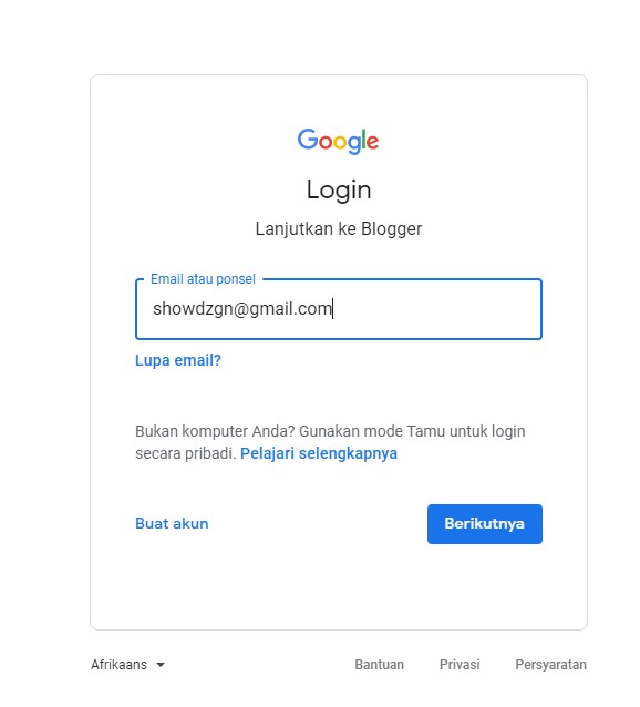 Login dengan akun Gmail