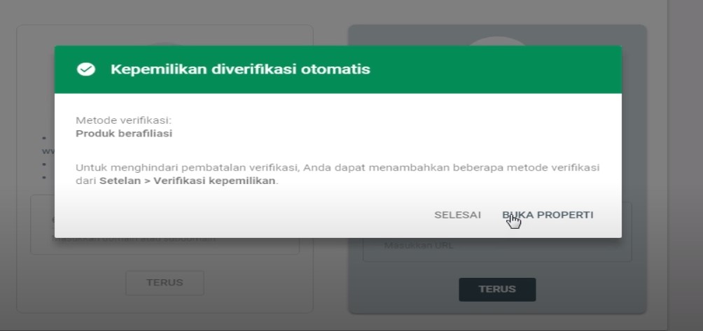 Verifikasi Webmaster Tools